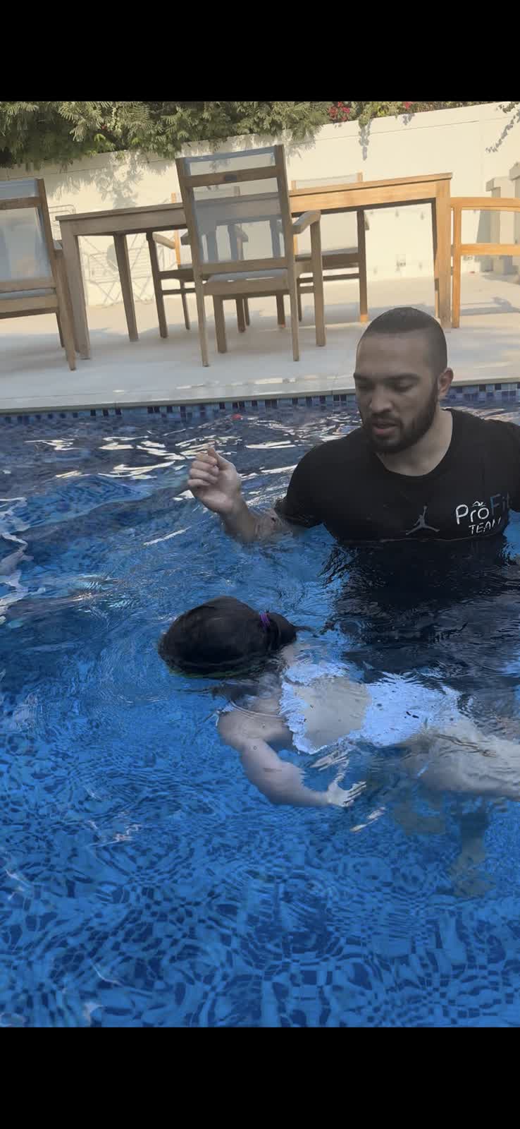Private swimming lesson at villa